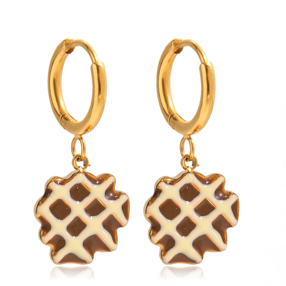 Wholesale Luxury Highend Electroplated Geometric Oil Drop Fun Food Design Stainless Steel Earrings For Women