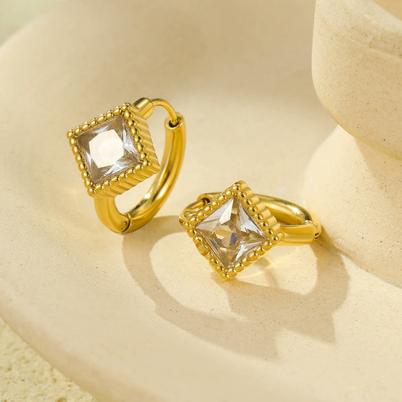 Wholesale Luxury Highend Stainless Steel Diamond Inlaid Zircon Electroplated Women's Earrings