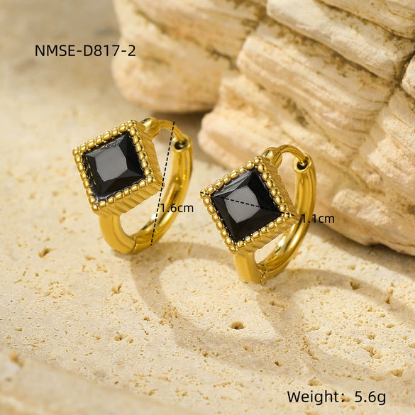 Wholesale Luxury Highend Stainless Steel Diamond Inlaid Zircon Electroplated Women's Earrings