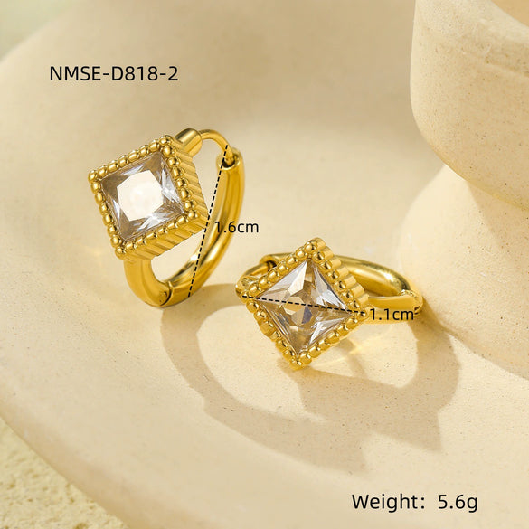 Wholesale Luxury Highend Stainless Steel Diamond Inlaid Zircon Electroplated Women's Earrings