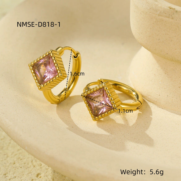 Wholesale Luxury Highend Stainless Steel Diamond Inlaid Zircon Electroplated Women's Earrings