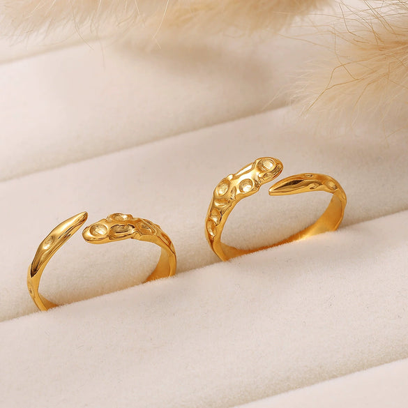 Wholesale Luxury Irregular Opening Ring Jewelry 316L Stainless Steel Geometric Electroplated For Women