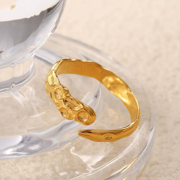 Wholesale Luxury Irregular Opening Ring Jewelry 316L Stainless Steel Geometric Electroplated For Women