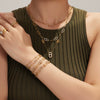 Wholesale Luxury 18K Goldplated Stainless Steel Doublelayer Tassel Design Full Diamond Bracelet And Necklace Set For Women