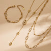 Wholesale Luxury 18K Goldplated Stainless Steel Doublelayer Tassel Design Full Diamond Bracelet And Necklace Set For Women