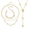 Wholesale Luxury 18K Goldplated Stainless Steel Doublelayer Tassel Design Full Diamond Bracelet And Necklace Set For Women