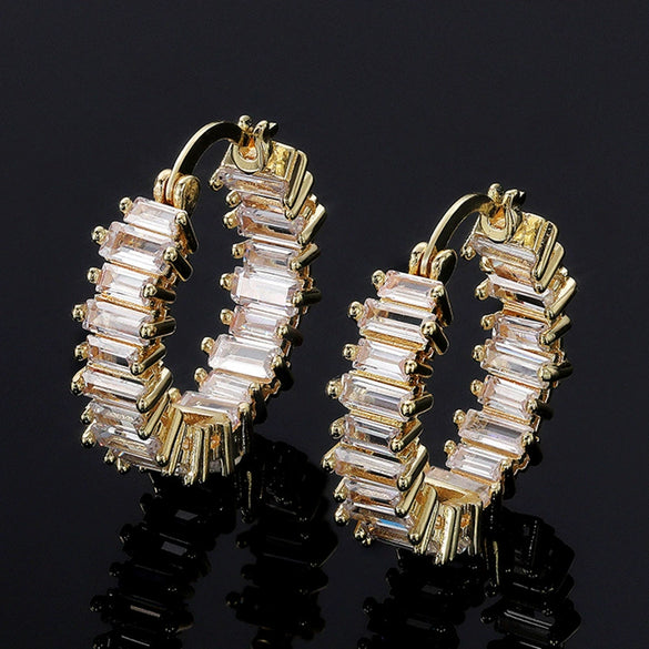 Wholesale Luxury Lady Copper Geometric Earrings