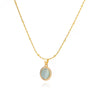 Wholesale Luxury Oval Titanium Steel Necklace With Cat's Eye Pendant Electroplated For Women