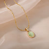 Wholesale Luxury Oval Titanium Steel Necklace With Cat's Eye Pendant Electroplated For Women