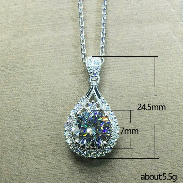 Wholesale Luxury Pearshaped Water Drop Pendant Necklace Mixed Gem Inlay Copper Ochain