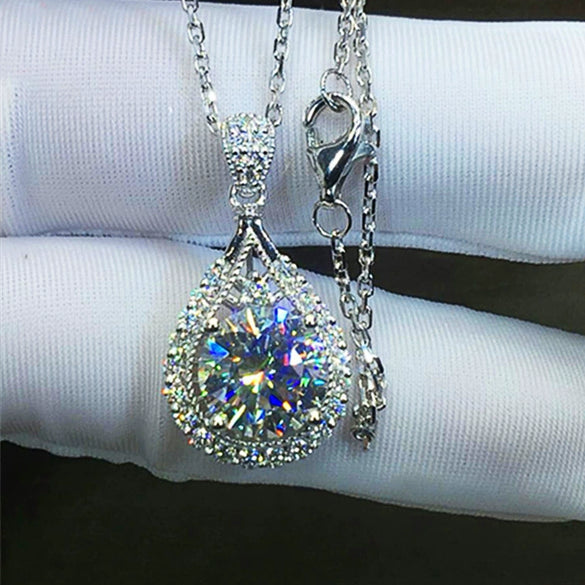 Wholesale Luxury Pearshaped Water Drop Pendant Necklace Mixed Gem Inlay Copper Ochain