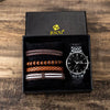 Wholesale Luxury Quartz Watch Gift Set For Men With Alloy Case Imitation Leather Strap And Stainless Steel Clasp In Round Shape And Leisure Style