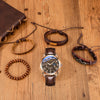 Wholesale Luxury Quartz Watch Gift Set For Men With Alloy Case Imitation Leather Strap And Stainless Steel Clasp In Round Shape And Leisure Style