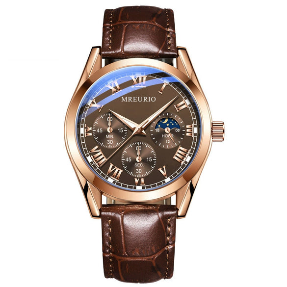 Wholesale Luxury Quartz Watch Gift Set For Men With Alloy Case Imitation Leather Strap And Stainless Steel Clasp In Round Shape And Leisure Style