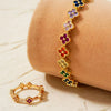 Wholesale Luxury Retro Micro Inlaid Zircon Jewelry Suit For Women Copper Bracelet Ring With Round Pattern