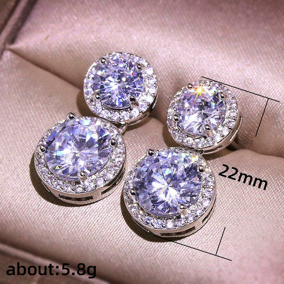 Wholesale Luxury Round Lady Earrings Copper With Zircon And Geometric Design