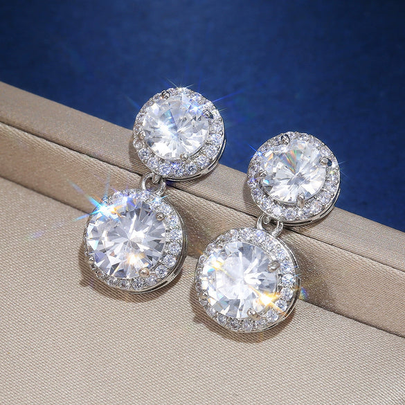 Wholesale Luxury Round Lady Earrings Copper With Zircon And Geometric Design