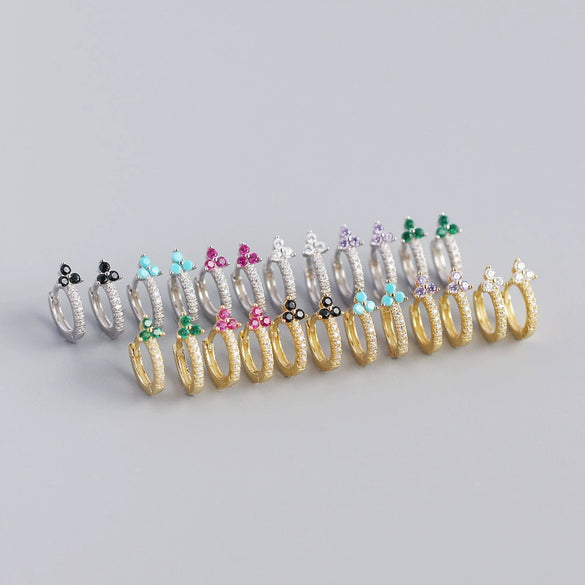 Wholesale Luxury S925 Sterling Silver Geometric Flower Electroplated Ear Buckle Earrings For Women