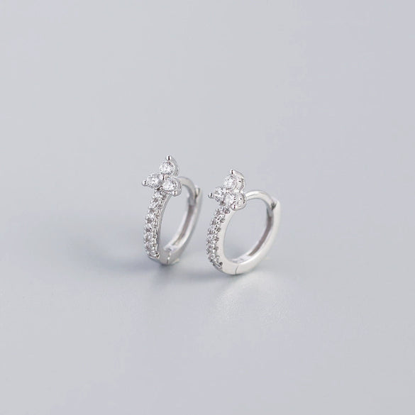 Wholesale Luxury S925 Sterling Silver Geometric Flower Electroplated Ear Buckle Earrings For Women