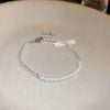 Wholesale Luxury Silver Bracelet With Imitation Pearls And Geometric Zirconia For Women