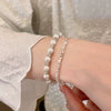 Wholesale Luxury Silver Bracelet With Imitation Pearls And Geometric Zirconia For Women