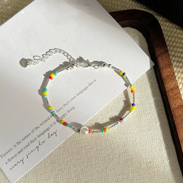 Wholesale Luxury Silver Bracelet With Imitation Pearls And Geometric Zirconia For Women