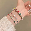 Wholesale Luxury Silver Bracelet With Imitation Pearls And Geometric Zirconia For Women