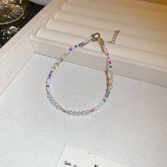 Wholesale Luxury Silver Bracelet With Imitation Pearls And Geometric Zirconia For Women