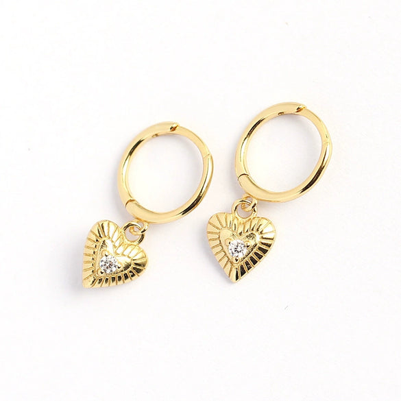 Wholesale Luxury Style S925 Silver Retro Heart Shaped Diamond Ear Buckle Earrings For Women