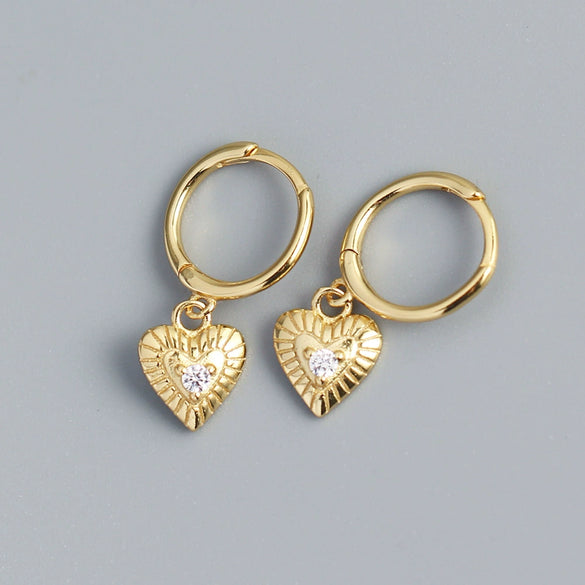 Wholesale Luxury Style S925 Silver Retro Heart Shaped Diamond Ear Buckle Earrings For Women