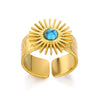 Wholesale Luxury Turquoise Natural Stone Ring In Titanium Steel With Electroplating French Retro Style Unisex
