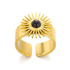 Wholesale Luxury Turquoise Natural Stone Ring In Titanium Steel With Electroplating French Retro Style Unisex