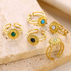 Wholesale Luxury Turquoise Natural Stone Ring In Titanium Steel With Electroplating French Retro Style Unisex