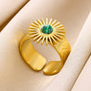 Wholesale Luxury Turquoise Natural Stone Ring In Titanium Steel With Electroplating French Retro Style Unisex