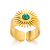 Wholesale Luxury Turquoise Natural Stone Ring In Titanium Steel With Electroplating French Retro Style Unisex