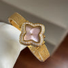 Wholesale Luxury Women's Fourleaf Clover Motherofpearl Watch With Alloy Case And Metal Strap