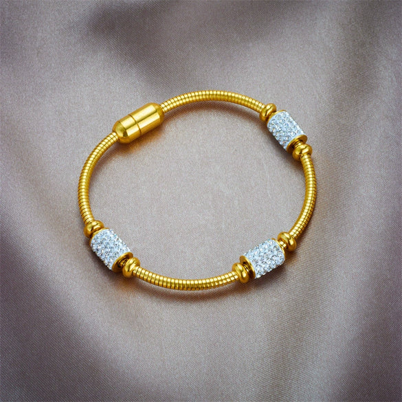 Wholesale Magnetic Czech Diamond Bracelet Titanium Steel Geometric Style Electroplated Unisex Jewelry