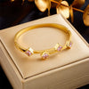 Wholesale Magnetic Czech Diamond Bracelet Titanium Steel Geometric Style Electroplated Unisex Jewelry