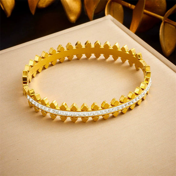 Wholesale Magnetic Czech Diamond Bracelet Titanium Steel Geometric Style Electroplated Unisex Jewelry