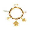 Wholesale Maillard Style Gold Electroplated Hollow Butterfly Flower Coconut Tree Pendant Stainless Steel Bracelet For Women