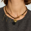 Wholesale Maillard Style Gold Plated Stainless Steel Heart Geometric Beaded Chain Pendant Necklace And Earrings Jewelry For Women