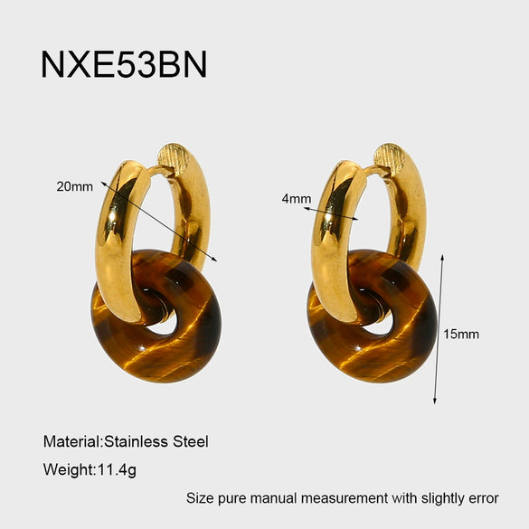 Wholesale Maillard Style Gold Plated Stainless Steel Heart Geometric Beaded Chain Pendant Necklace And Earrings Jewelry For Women