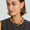 Wholesale Maillard Style Gold Plated Stainless Steel Heart Geometric Beaded Chain Pendant Necklace And Earrings Jewelry For Women