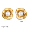 Wholesale Maillard Style Stainless Steel Electroplated Real Gold Plated Flower Letter Number Text Shaped Earrings For Unisex
