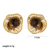 Wholesale Maillard Style Stainless Steel Electroplated Real Gold Plated Flower Letter Number Text Shaped Earrings For Unisex