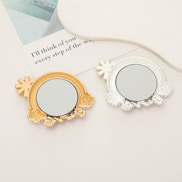 Wholesale Makeup Mirror Phone Case Jewelry Pearl Mirror Alloy Rainbow Diamondembedded Electroplating Accessories For Women