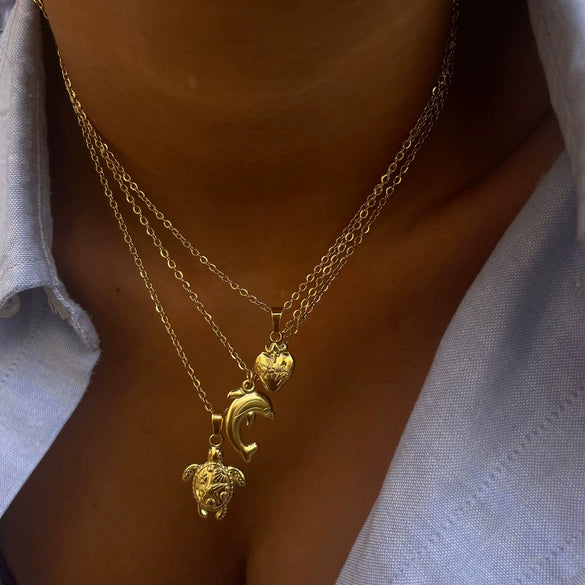 Wholesale Marine Animals Geometric Stainless Steel 18K Gold Plated Necklace