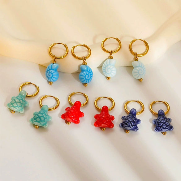 Wholesale Marine Earrings Stainless Steel Animal Shaped Niche Design Nonfading Earrings