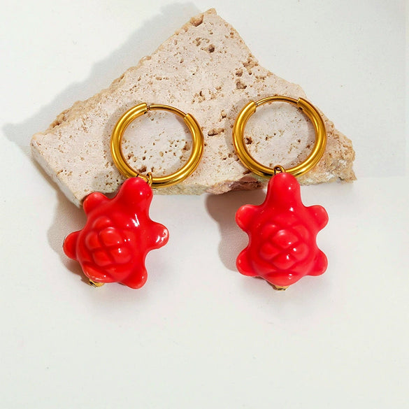Wholesale Marine Earrings Stainless Steel Animal Shaped Niche Design Nonfading Earrings