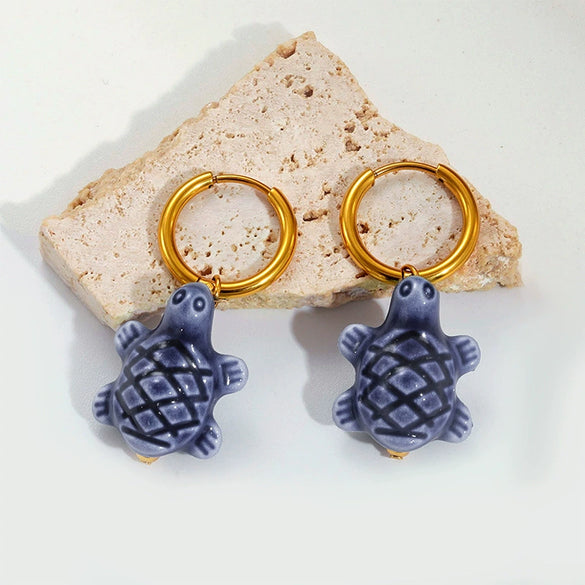 Wholesale Marine Earrings Stainless Steel Animal Shaped Niche Design Nonfading Earrings